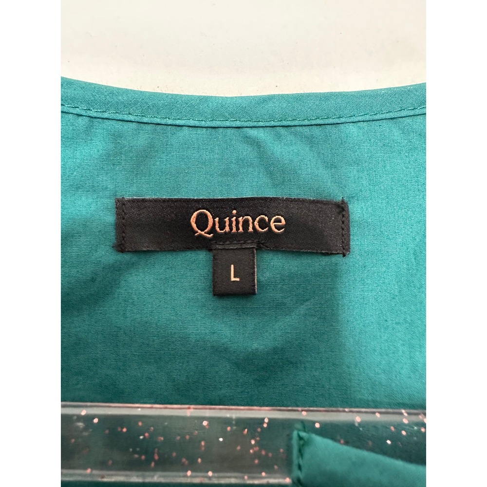 Quince Organic Cotton Tiered Maxi Dress Womens L Garden Green Smocked Waist - Picture 4 of 12